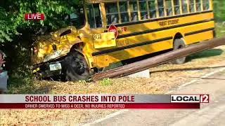 School bus hits utility pole in Riverside