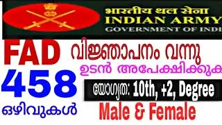 458 ഒഴിവുകൾ | FAD Recruitment 2021 | Job Vacancy Malayalam  |  Spark Learn