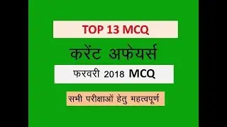 CURRENT AFFAIRS - February 2018 Current Affairs MCQ