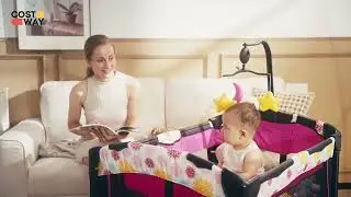 Costway 3-in-1 Convertible Portable Baby Playard with Music Box and Wheel and Brakes