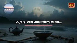 SleepMusicSparkle10 Hour Zen Journey: Mindful Lightning Moonrise & Dawn-Touched Scroll MoonC...