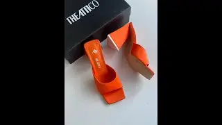 Женские оранжевые атласные мюли The Attico Devon на каблуке неоновые босоножки атико туфли