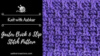 Garter Brick & Slip - easy 3-row design knitting pattern for beginners, design for blankets, sweater