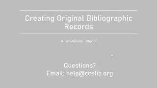 Original Bibliographic Records