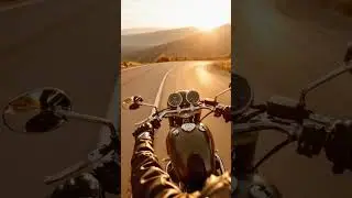 POV Motorcycle Ride at Sunset 🌄 | Hyper-Realistic AI Cinematic #Shorts