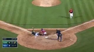 OAK@TEX: Andrus throws home to nab Phegley
