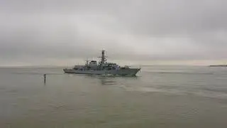 Hms Montrose sailing into Portsmouth