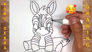 How to Draw Cute Baby Zebra. Baby Zebra 🦓 Drawing for Kids.
