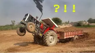 Load tractor power show //MF 385 tractor engine power //Tractor stunt with heavy load