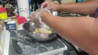 Flaking Salted Codfish with Peppers to Make Codfish Cakes / Food Prep /  Small Catering Event