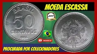 Moeda escassa! 50 centavos 1986, procurada por colecionadores.