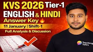 KVS 2026 Tier-1 | 11 January Shift-1 English & Hindi Paper | Full Detailed Solution 🔥