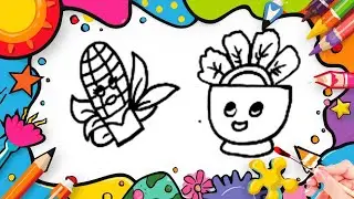 How To Draw cute Vegetables  Drawing, Painting & Coloring For Kids and Toddlers_🌈🎨 🐋