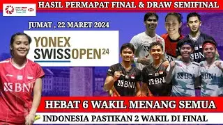 HASIL LENGKAP PEREMPAT FINAL & DRAW SEMIFINAL SWISS OPEN 2024 | 6 WAKIL INDONESIA MENANG