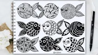 How To Draw Cute Fish || Easy Fish Zentangle Art For Beginners