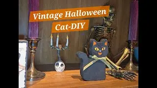 Vintage Halloween Cat- Easy Halloween Craft-Painting DIY