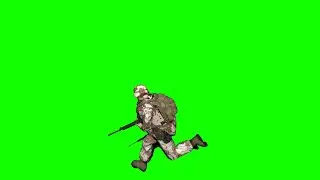 US soldier of Golf war with M16 run (1) green screen
