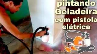 pintando geladeira com pistola elétrica intech machine