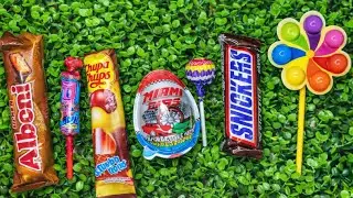 ASMR Most Popular Candys / some lots of colorful rainbow lollipop candy / unpacking chocolate eat