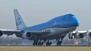 SMOOTHEST 747 LANDING EVER!| KLM Boeing 747-400 at Amsterdam Schiphol Airport!