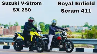 Suzuki V-Strom SX vs Royal Enfield Scram 411 | Drag Race | bs yahi dekhna bacha tha 🙄