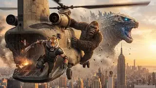 Godzilla & King Kong vs Tiger Man | Epic Helicopter Fight Scene!