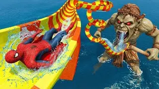 سبايدرمان Spider-Man VS Batman VS Deadpool Rescue Superman | Epic Funny GTA 5 Water Slides Ragdolls
