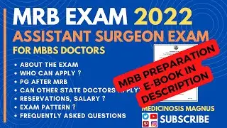 MRB 2022 Assistant surgeon exam for MBBS doctors notification explained 🔥 MRB E-book in description