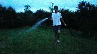 Watering Plants at Night. Lawn Care / Watering Lawn. Watering Grass...sSsSsS (ASMR)