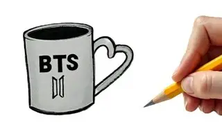 BTS Cup Drawing - Pencil sketch / How to draw Cup bts | BTS Army drawing step by step for beginners