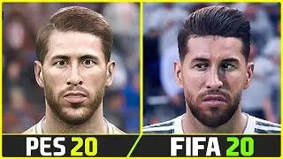 PES 2020 VS FIFA 20 Player Faces Comparison ft. Sergio Ramos + Gareth Bale Real Madrid Season 19/20