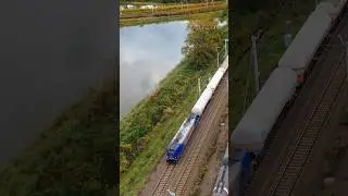 NEWAG GRIFFIN E4DCUD-xxx 🔵⚪🔴 LOTOS #cargo #kolej #pociągi #newag #drone #trainspotting #newag