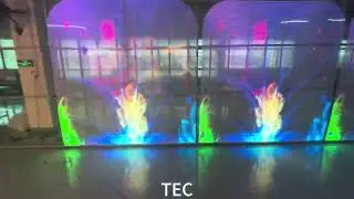 free size transparent film glass adhesive LED media display, Custom made round corner LED video wall