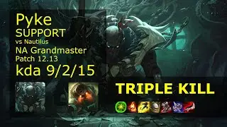 Pyke Support vs Nautilus - NA 9/2/15 Patch 12.13 Gameplay