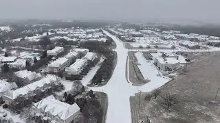 Drone video: Dusting of snow, sleet in Concord following overnight winter storm