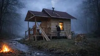 A Wooden House by the Stream, Slowly Getting Ready for Winter