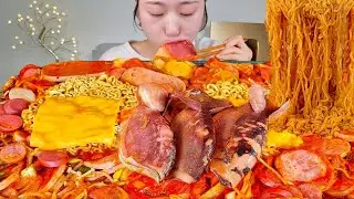 ASMR 뜨끈뜨끈 오징어 부대찌개 라면사리 넣어서 밥🍚까지 말아먹기 리얼먹방 :) budaejjigae MUKBANG