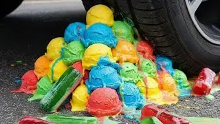 Experiment Car vs M&M ICECREAM vs Watermelon vs Jelly | Crushing Crunchy & Soft Things by Car