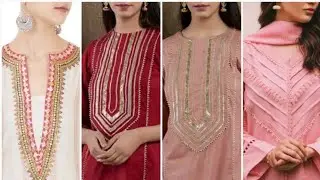 #stylish neckline design with #lace | simple dress design with lace