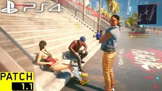 CYBERPUNK 2077 PATCH 1.11 PS4 Slim Gameplay & Graphics | Free Roam Walking Around the Night City #19
