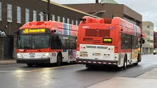 Nice Bus #2033 Gillig CNG on the n31X to Far Rockaway & #1998 XN40 on the n35 to Roosevelt Field