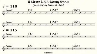 G Major (2-5-1) Backing Track For Bass (Accelerating Tempo 60-240) Swing Style