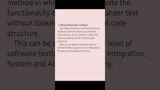 Q7: WHAT IS BLACK BOX TESTING? #softwaretestinginterview #softwaretestinginterviewquestionandanswers