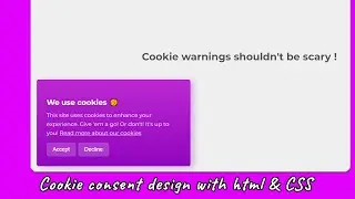 Cookie Consent Design With HTML CSS | Cookie Consent Banner