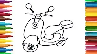 Easy way to draw a motorbike. Drawing a means of transportation.