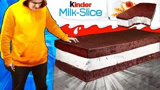 Tranche de lait géant Kinder | Comment faire le plus grand défi DIY Kinder du monde VANZAI CUISINE