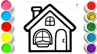 Easy Simple House Drawing painting and Coloring for kids and toddlers let's draw together 