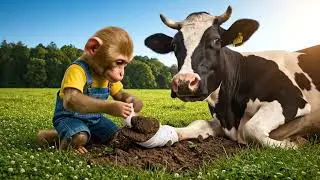 Monkey NaNa&rsquo;s SHOCKING Rescue! Injured Cow Crying for Help on the Farm!  🐒❤️