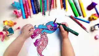 Coloring My Little Pony: Twilight Sparkle, Applejack, Rainbow Dash, Rarity, Fluttershy, Pinkie Pie
