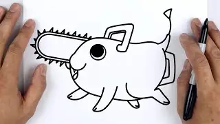 How to DRAW POCHITA (Denji pet) from Chainsaw Man - Easy Step by Step Anime drawing
